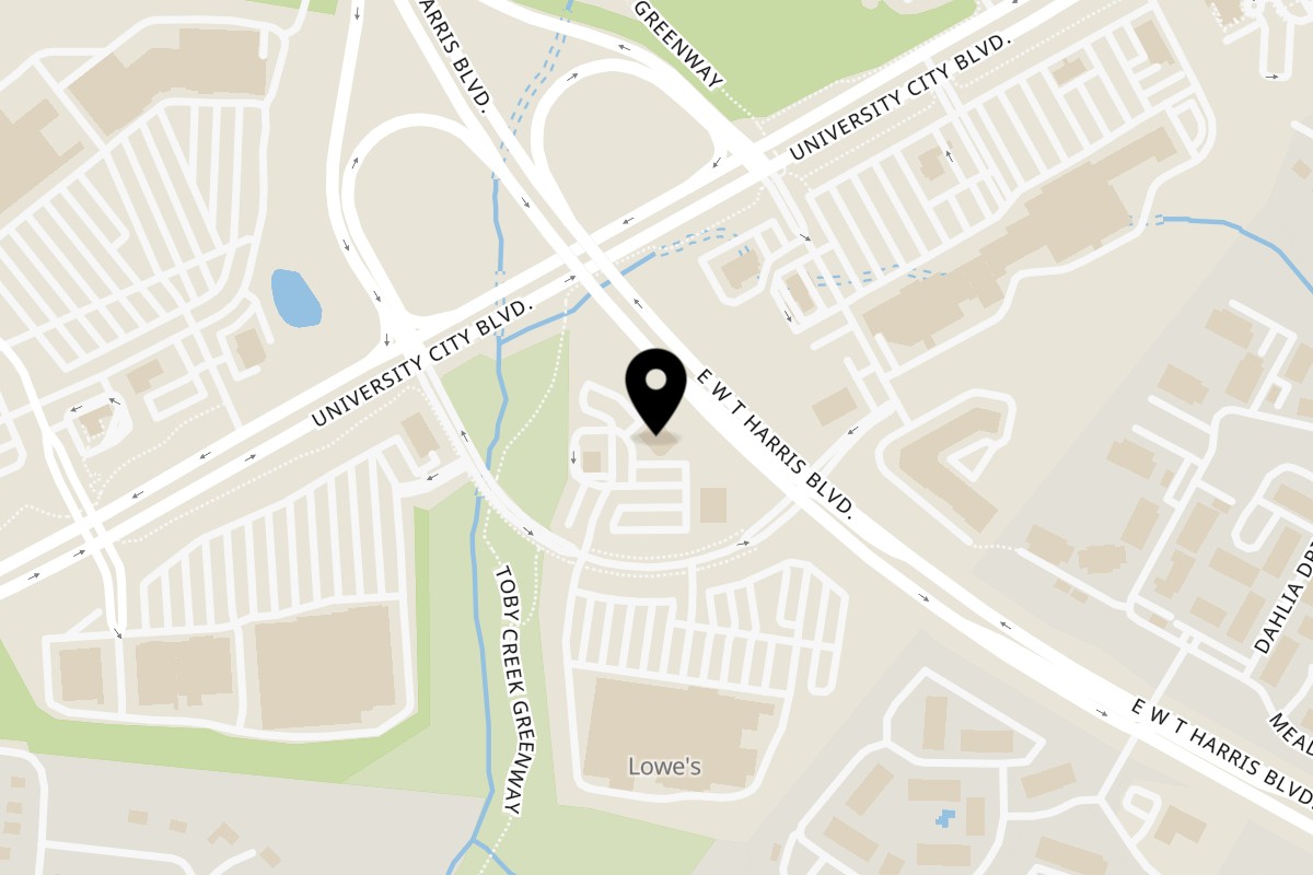 Map showing the location of Don Pedro Mexican Restaurant on 1009 Chancellor Park Dr in Charlotte